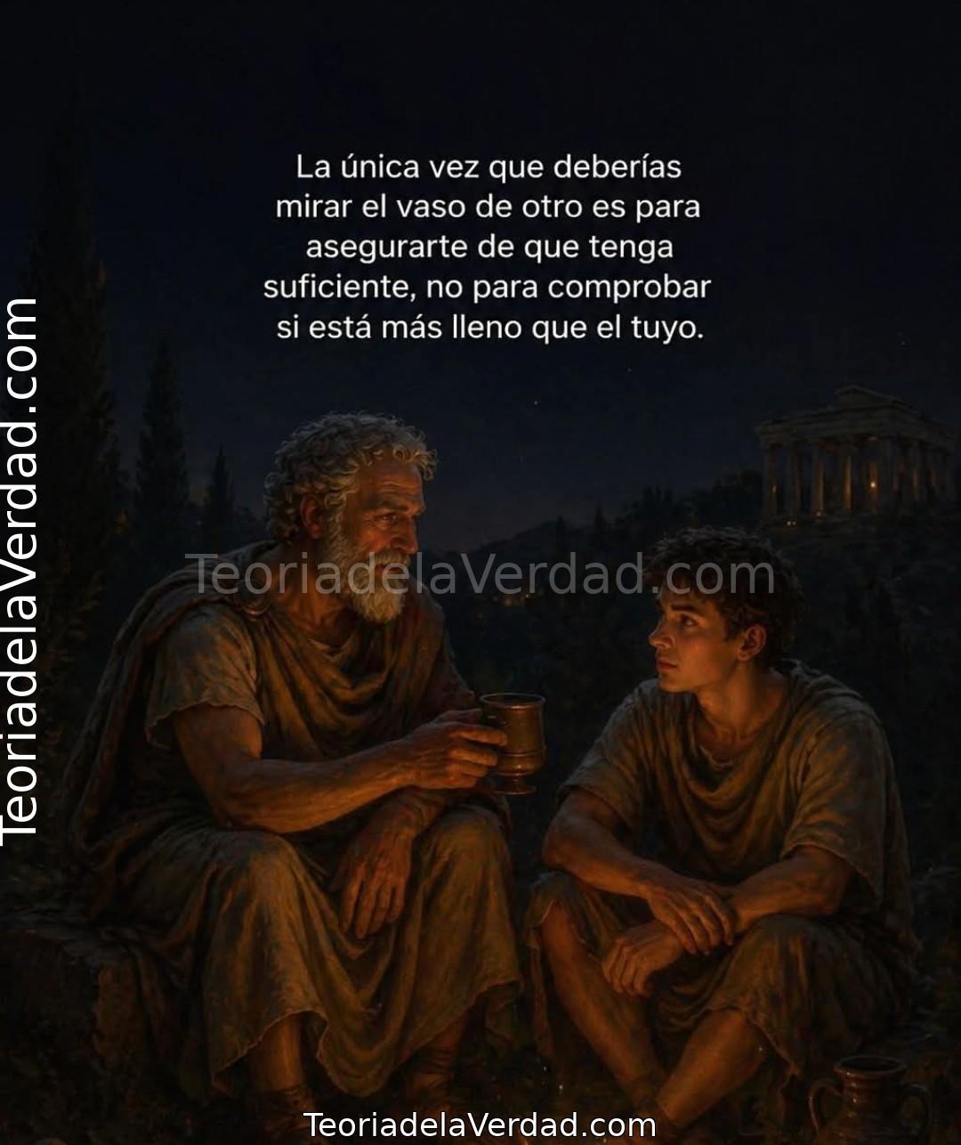 La única vez que deberías mirar el vaso de otro es para asegurarte de que tenga suficiente, no para comprobar si está más lleno que el tuyo.