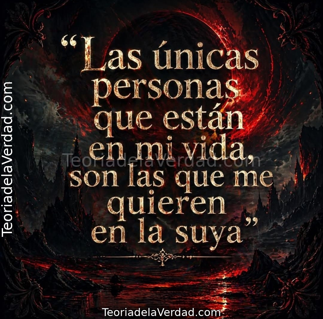 Las únicas personas que están en mi vida, son las que me quieren en la suya