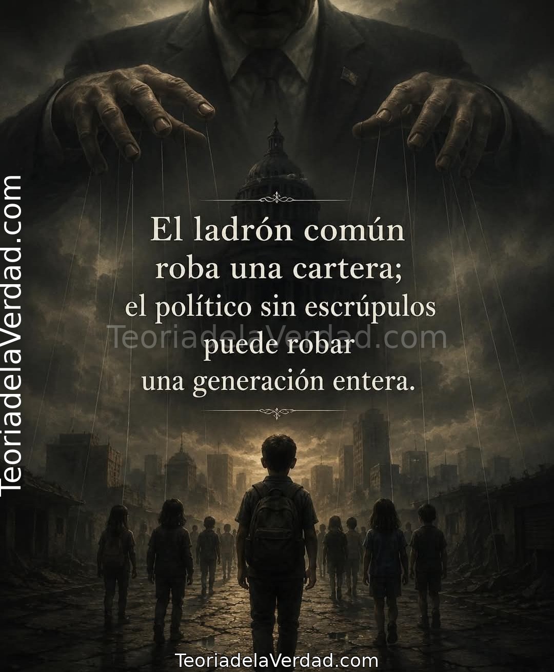 El ladrón común roba una cartera; el político sin escrúpulos puede robar una generación entera.