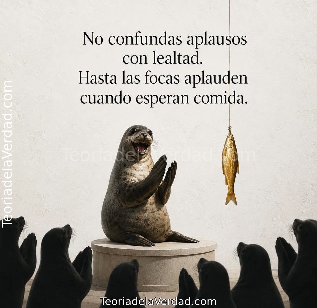No confundas aplausos con lealtad.Hasta las focas aplauden cuando esperan comida.